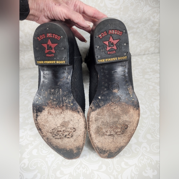 Men's Los Altos Black Python and Silver Stitching Western Boots - Picture 11 of 11